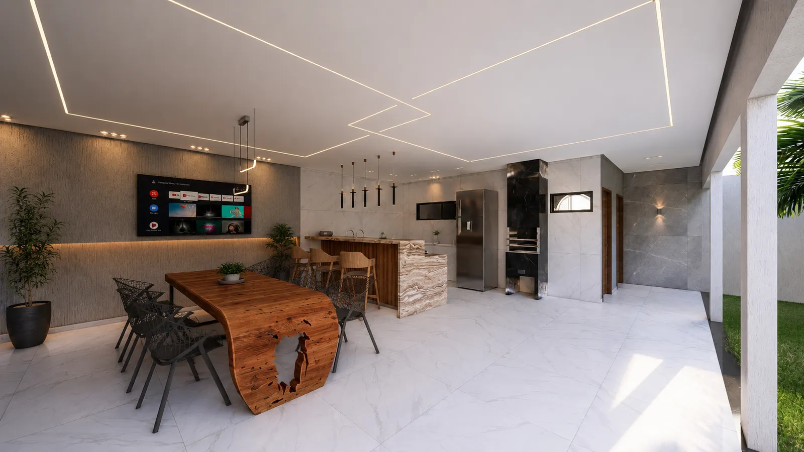 Renderização do interior da residência