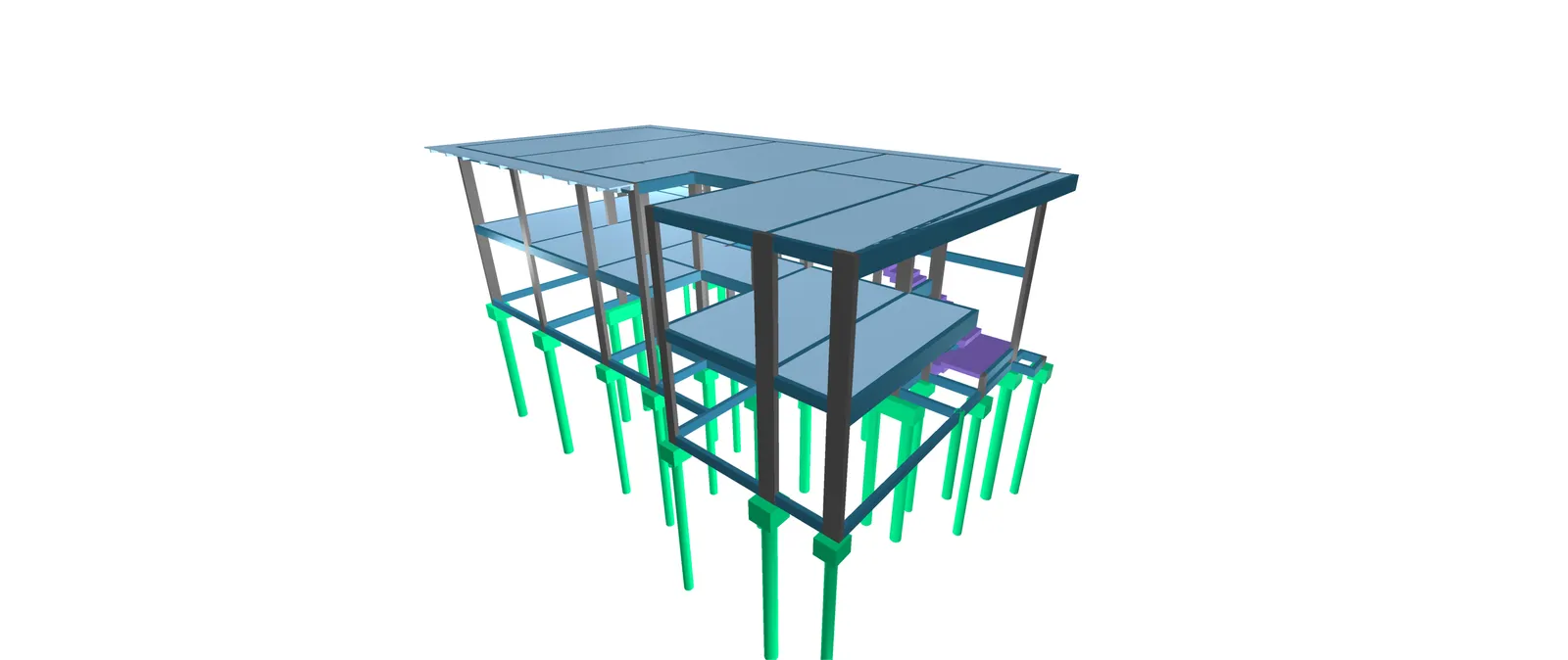 Modelo tridimensional da estrutura de um sobrado
